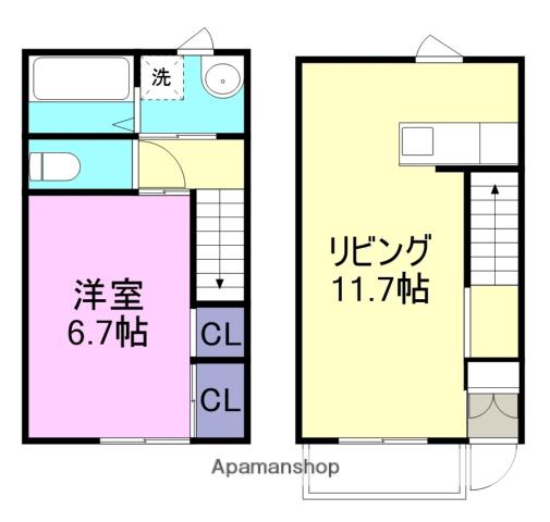 レガロつくし(1LDK/1階)の間取り写真