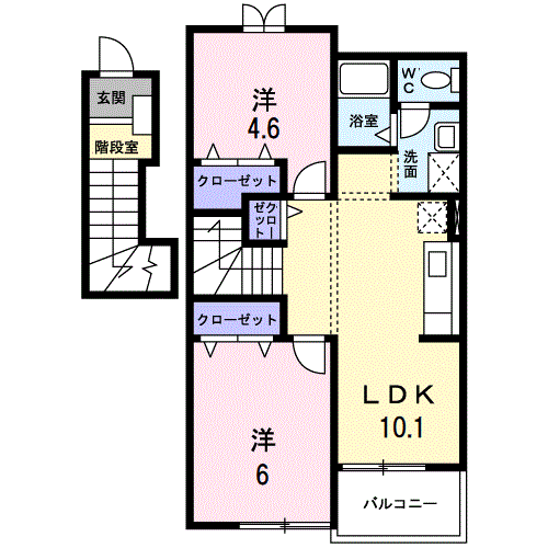 ヴァインガルテン(2LDK/2階)の間取り写真