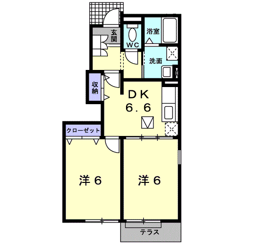 アルハンブラ一番館(2DK/1階)の間取り写真
