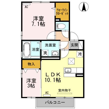 クローバーハイツ(2LDK/1階)の間取り写真