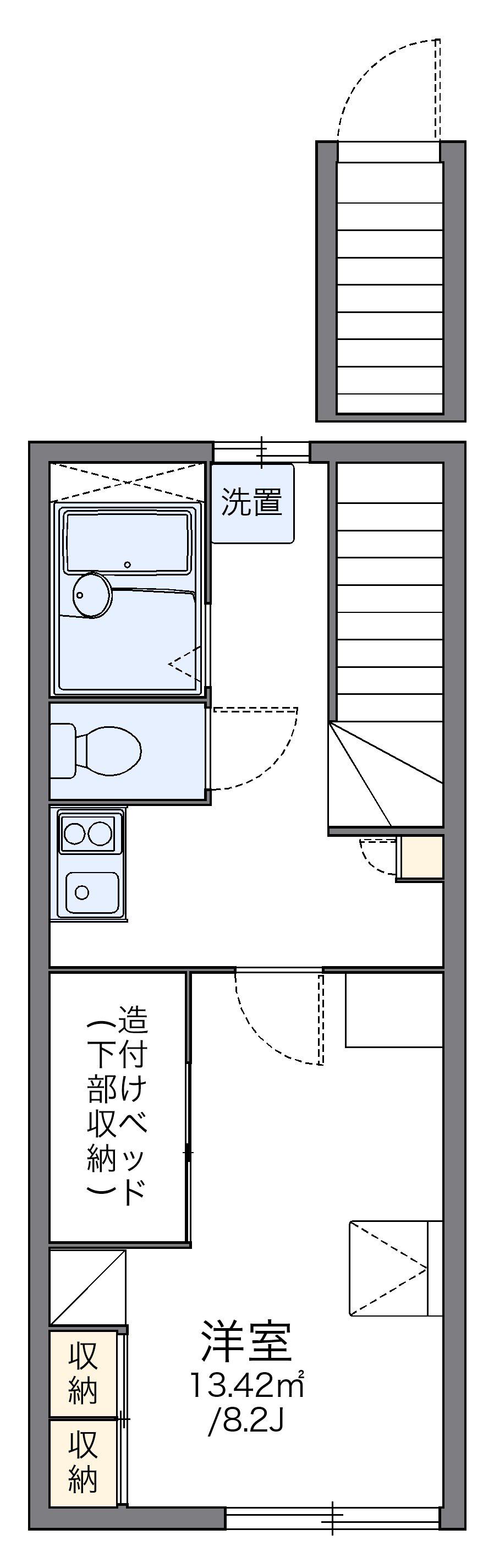 レオパレスルーミング誠(1K/2階)の間取り写真
