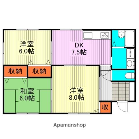 福岡県八女市 1階建 築15年(3DK)の間取り写真