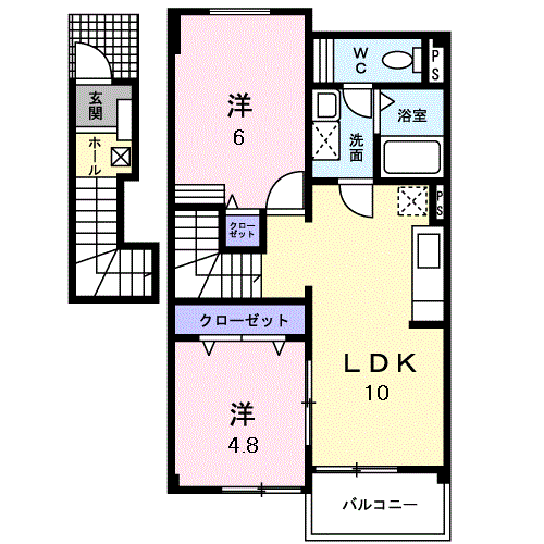 エントランス弐番館(2LDK/2階)の間取り写真