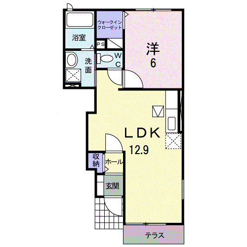 リヴェール・ヴィラ(1LDK/1階)の間取り写真