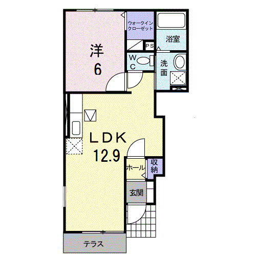リヴェール・ヴィラ(1LDK/1階)の間取り写真