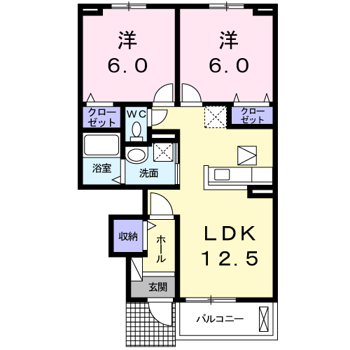 ベル・シュシュ(2LDK/1階)の間取り写真