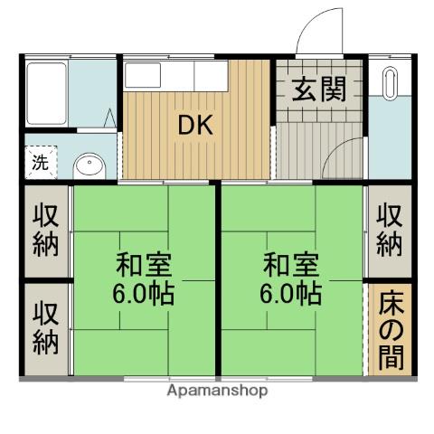 山田アパート(2K/2階)の間取り写真