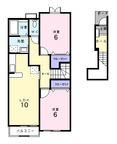 アルハンブラ二番館(2LDK/2階)の間取り写真