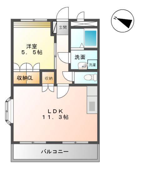 リオグランデかわの(1LDK/2階)の間取り写真
