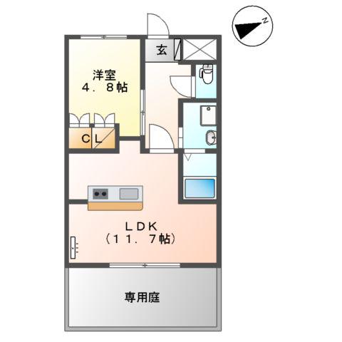 BIG STONE(1LDK/1階)の間取り写真