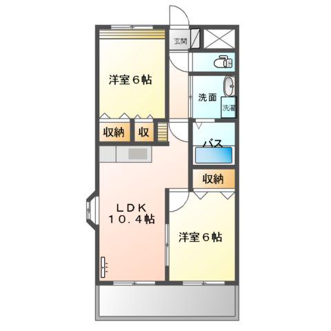 GARNET(2LDK/2階)の間取り写真