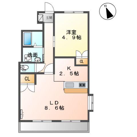 RADIARE(1LDK/2階)の間取り写真