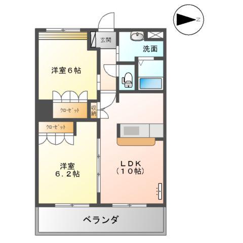 PRENDRE CHATEAU(2LDK/2階)の間取り写真