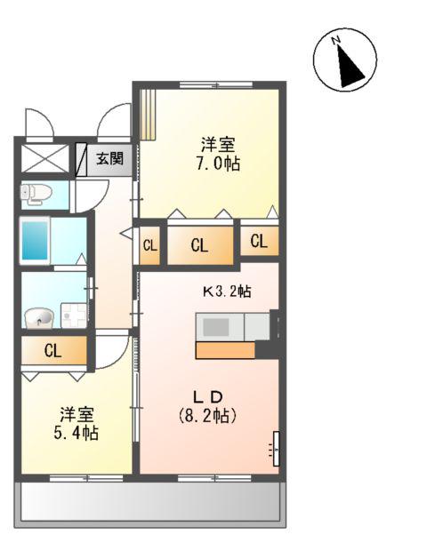 SUN・HAPPINESS(2LDK/2階)の間取り写真