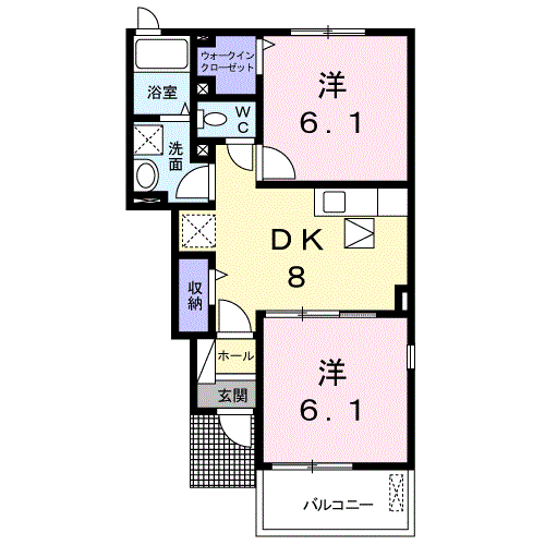 アルカンシェルⅢ(2DK/1階)の間取り写真