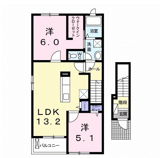 ル ベールⅡ(2LDK/2階)の間取り写真