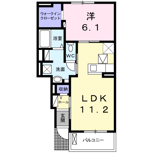 アプローズ ネクストⅠ(1LDK/1階)の間取り写真