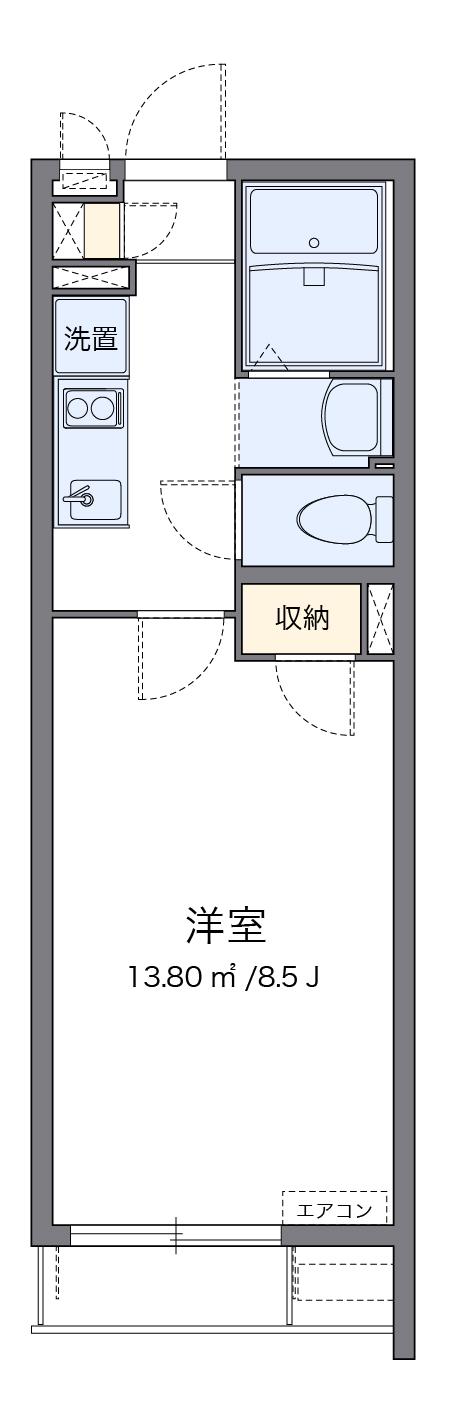 クレイノミソラⅡ(1K/1階)の間取り写真