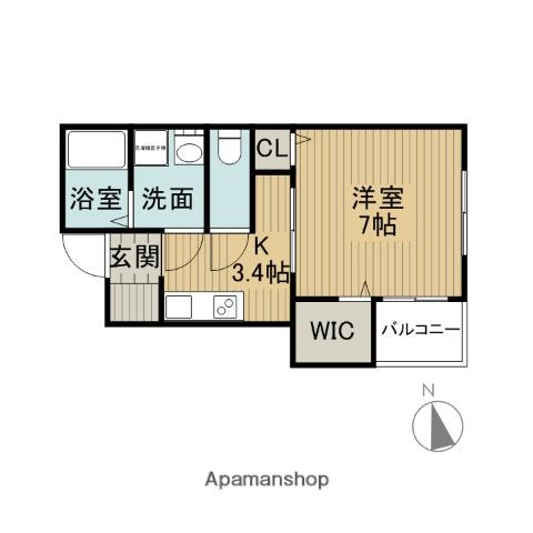 AT.サウス A・B棟(1K/1階)の間取り写真