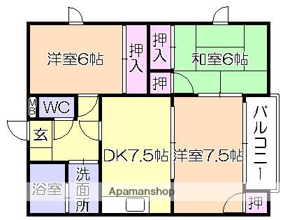 メゾニティ竹島(3DK/1階)の間取り写真