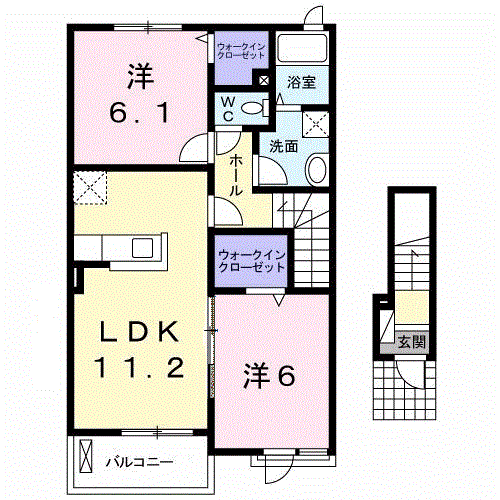 プラシード.ブレッザ(2LDK/2階)の間取り写真