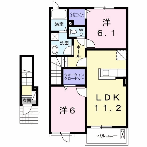 プラシード.ブレッザ(2LDK/2階)の間取り写真