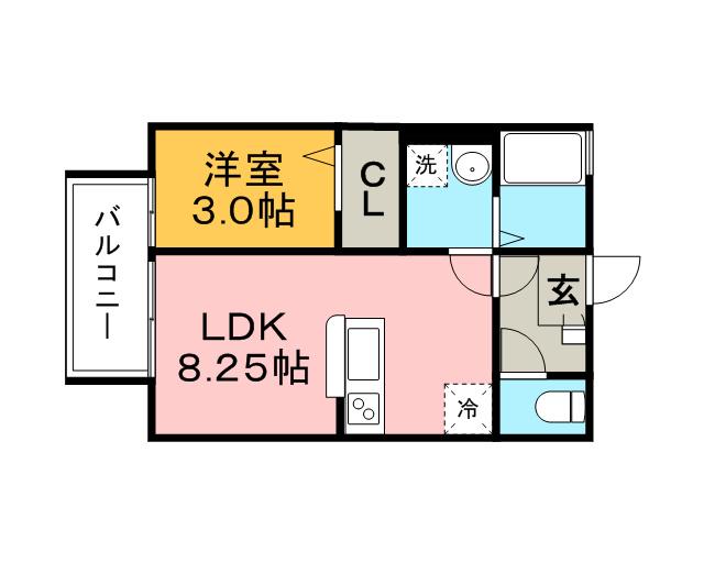 ルヴニール(1LDK/2階)の間取り写真