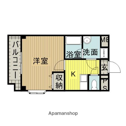 羽犬塚ガーデンハイツⅢ(1K/3階)の間取り写真