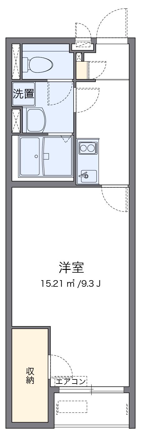 クレイノ岡山Ⅱ(1K/2階)の間取り写真