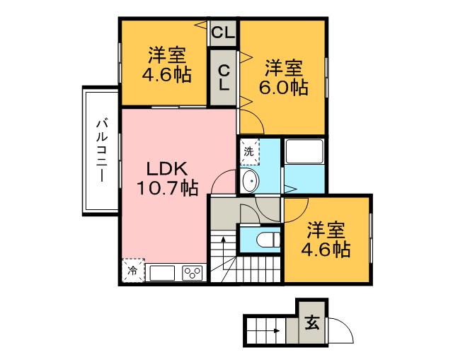 メゾン・ド・シュトラス(2LDK/2階)の間取り写真