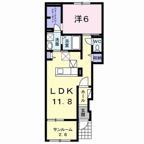 アルカンシェルⅤ(1LDK/1階)の間取り写真