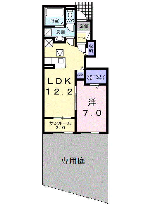 ネオタウン Ⅰ(1LDK/1階)の間取り写真
