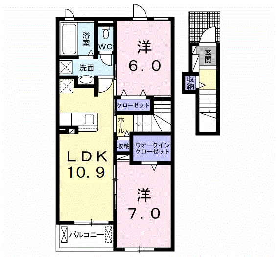 ル ベールⅢ(2LDK/2階)の間取り写真
