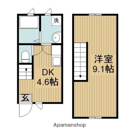 IKKA西牟田(1DK/1階)の間取り写真