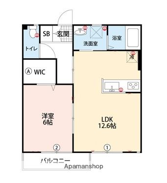 ビオス筑後(1LDK/2階)の間取り写真