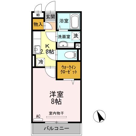 ヨーコーハイツ(1K/2階)の間取り写真