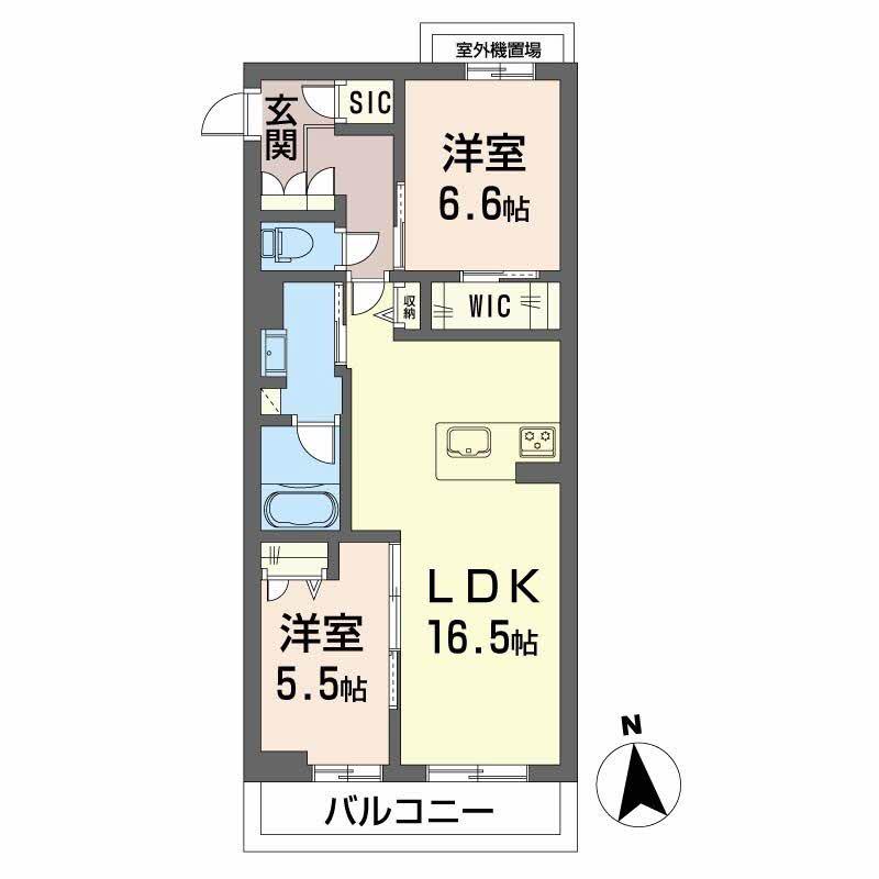 シャーメゾンレジデンス夜明(2LDK/3階)の間取り写真