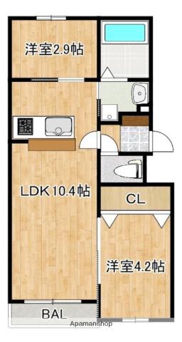 LIFEFIELDみやま(1SLDK/1階)の間取り写真