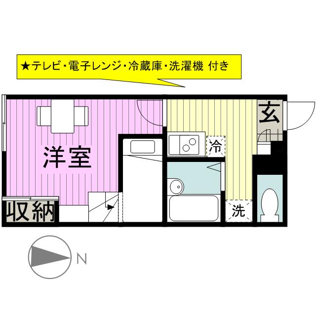 レオパレスさくら(1K/1階)の間取り写真