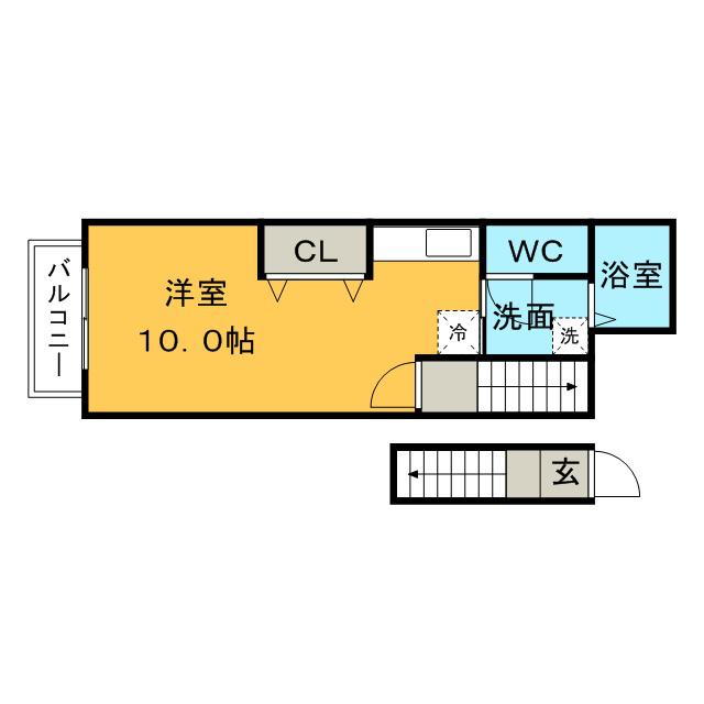 リヴェール(ワンルーム/2階)の間取り写真