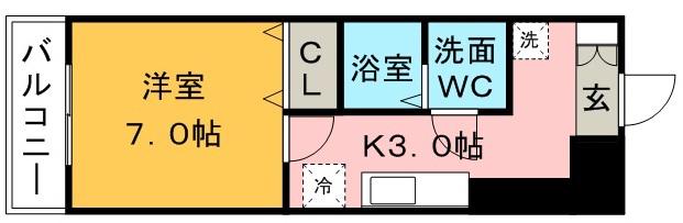 リヴェール(1K/1階)の間取り写真