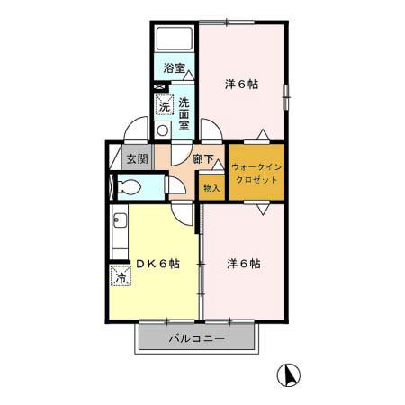 アネックスマリーIIB棟(2DK/2階)の間取り写真