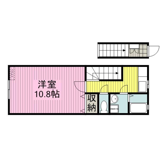 ビューラー下妻(1K/2階)の間取り写真