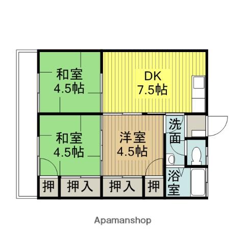 秋葉荘(3DK/2階)の間取り写真