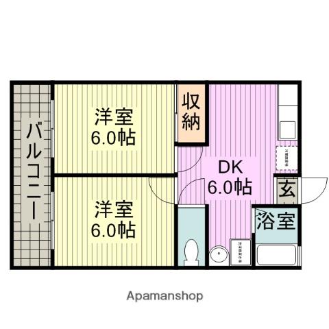 山ノ井弐番館(2DK/2階)の間取り写真
