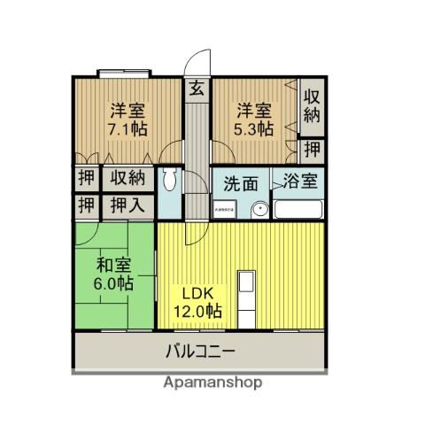 ガーデンハウスゆうの森(3LDK/2階)の間取り写真