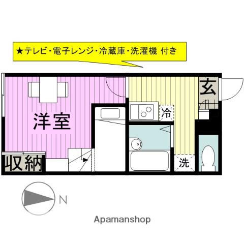 グランドールYUNOSO(1K/2階)の間取り写真