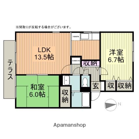 アベニール21(2LDK/1階)の間取り写真