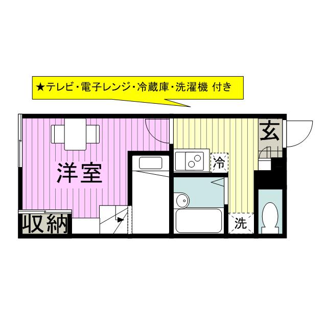 レオパレス八女(1K/1階)の間取り写真