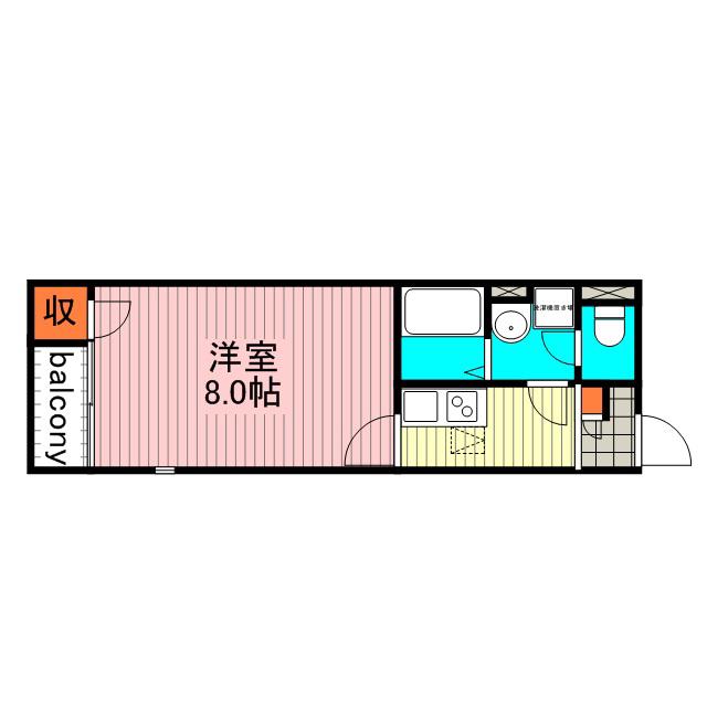 レオネクストソラーナ西牟田(1K/1階)の間取り写真